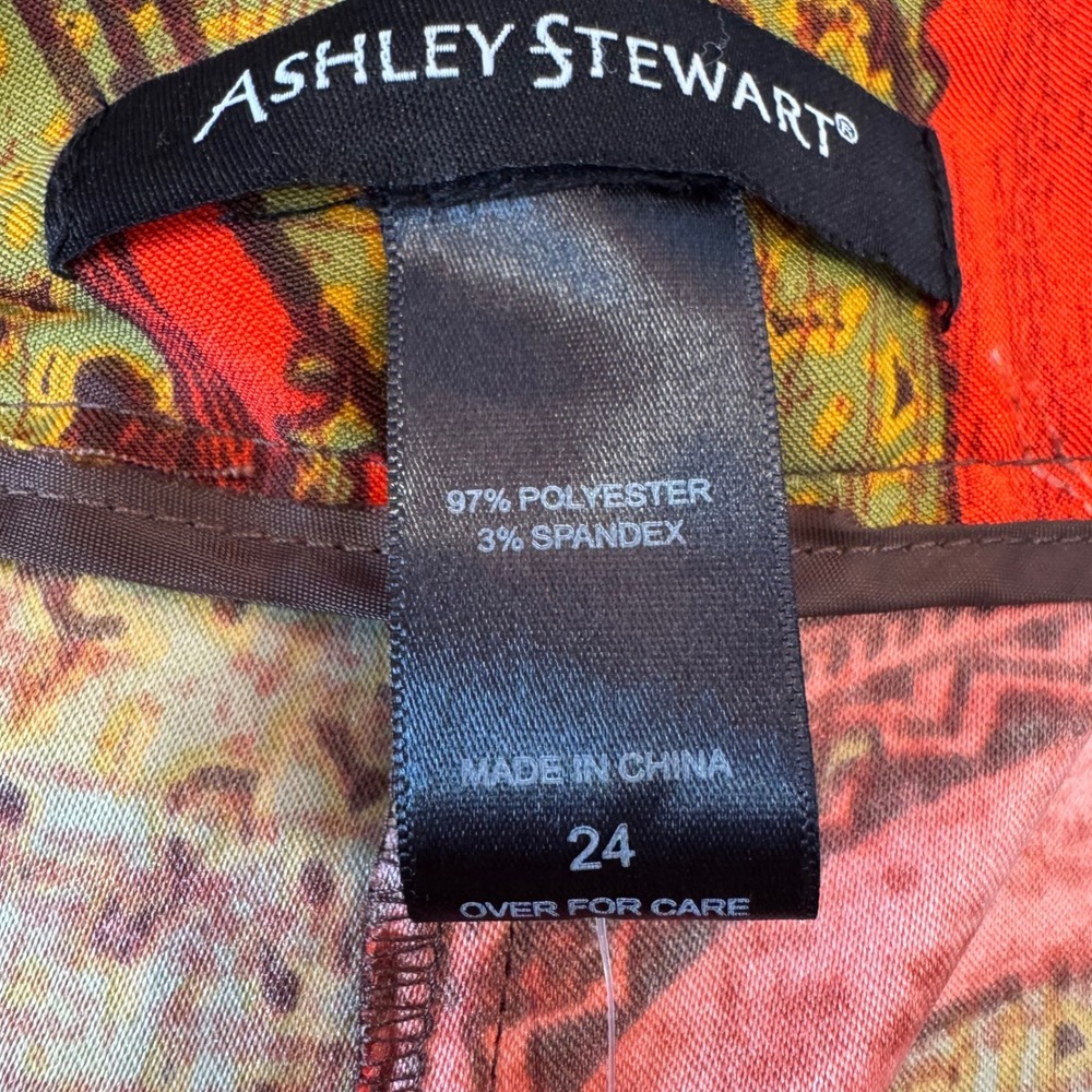 Ashley Stewart Tribal Meda Paisley Ankle Pants Plus Size‎ 24 Guacamole Green New - Picture 3 of 7
